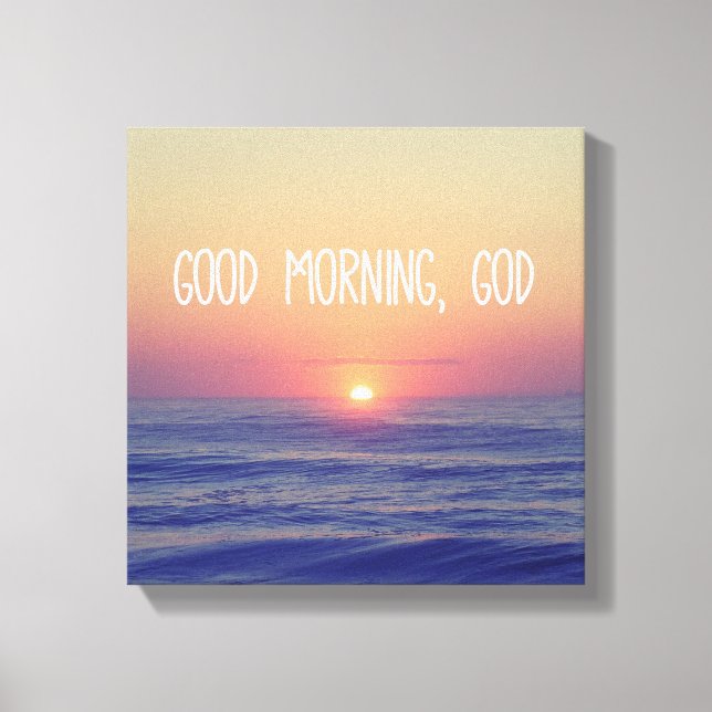 Bra God morgon Gud med Ocean Sunrise Canvastryck (Framsida)