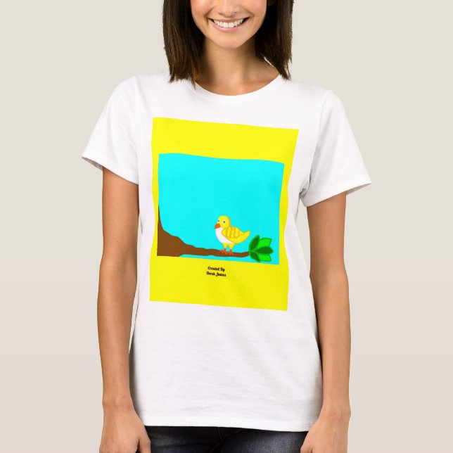 Bra God morgon Gult Bird Women's White T Shirt (Framsida)