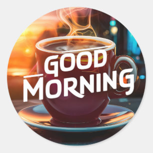 Bra God morgon-kaffe och Bads #8 Runt Klistermärke