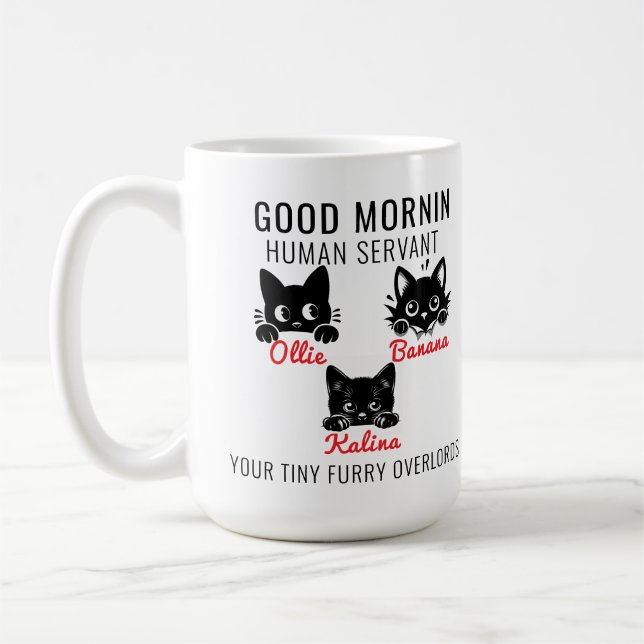 Bra God morgon Kat Human Servant =- Perfekt Cat KÄ Kaffemugg (Vänster)