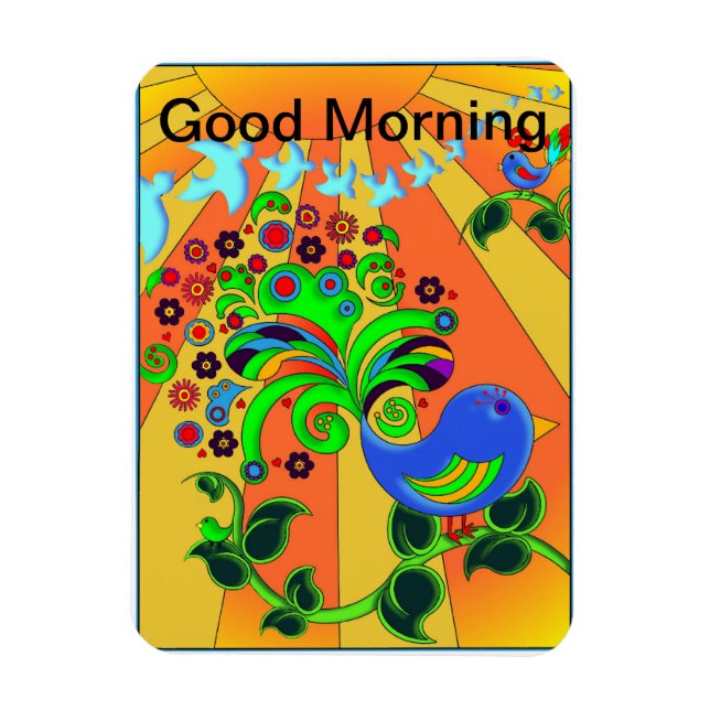 Bra God morgon Sunrise med Bird Magnet (Vertikal)
