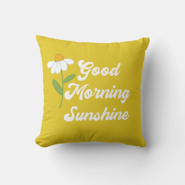 Bra God morgon Sunshine Gult Flower Handskriftlig Kudde (Framsida)