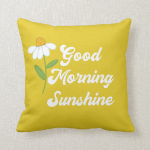 Bra God morgon Sunshine Gult Flower Handskriftlig Kudde