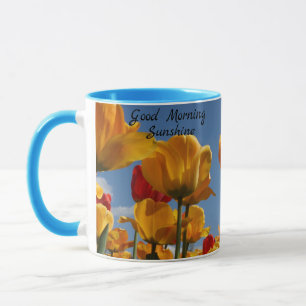Bra God morgon Sunshine Tulips Blå himmel Coffee G Mugg