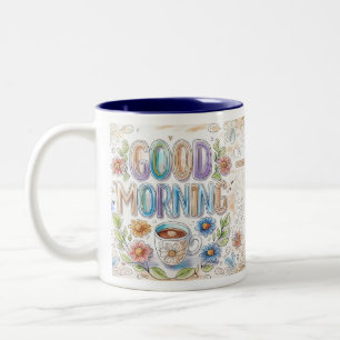 Bra God morgon Watercolor Doodle Två-Tonad Mugg