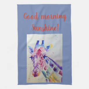 Bra God morgon Watercolor Giraffe zoo Kitchen Towe Kökshandduk