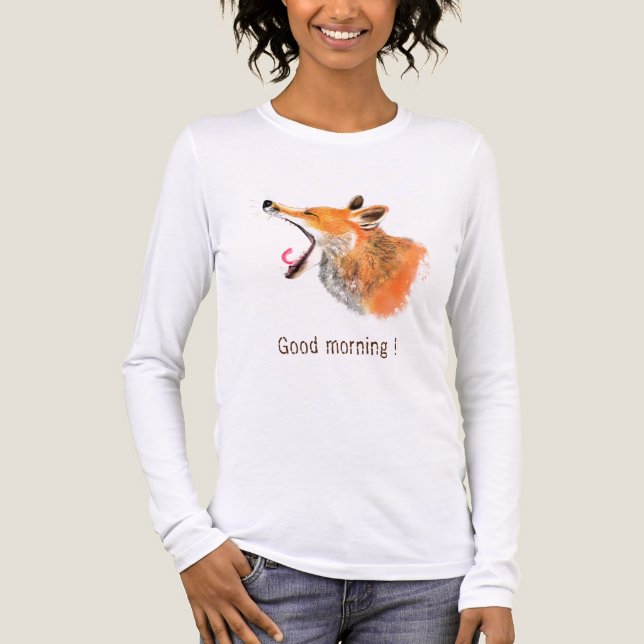 Bra God morgon, Yawning Fox och sms din lustiny T Shirt (Framsida)