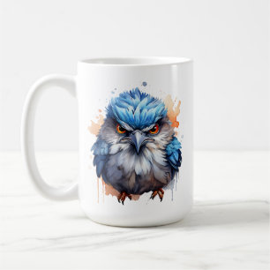 Bra Grumpy God morgon Bird Cute Fluffy Arg Blue Kaffemugg