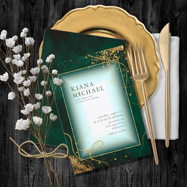 Bra Guld Linjer Abstrakt Bröllop V2 Emerald ID867 (Skapare uppladdad)