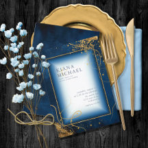 Bra Guld Linjer Abstrakt Bröllop V2 Navy ID867