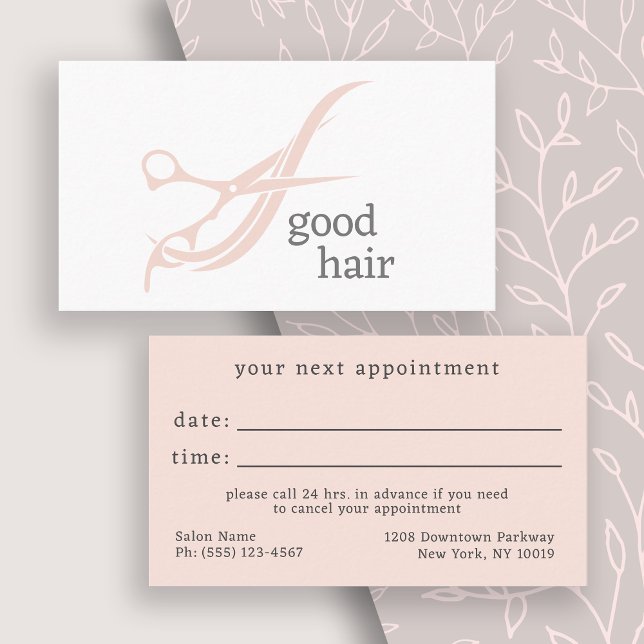 Bra Hair Simple Logotyp Nästa Möte Visitkort (Get these stylish appointment cards for your salon to remind clients of their next appointment.)