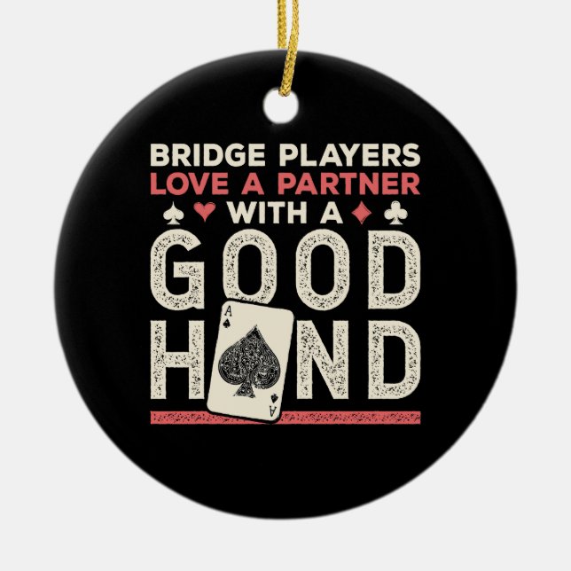 Bra Hand för Joke Partner i Bridge Player Julgransprydnad Keramik (Framsidan)