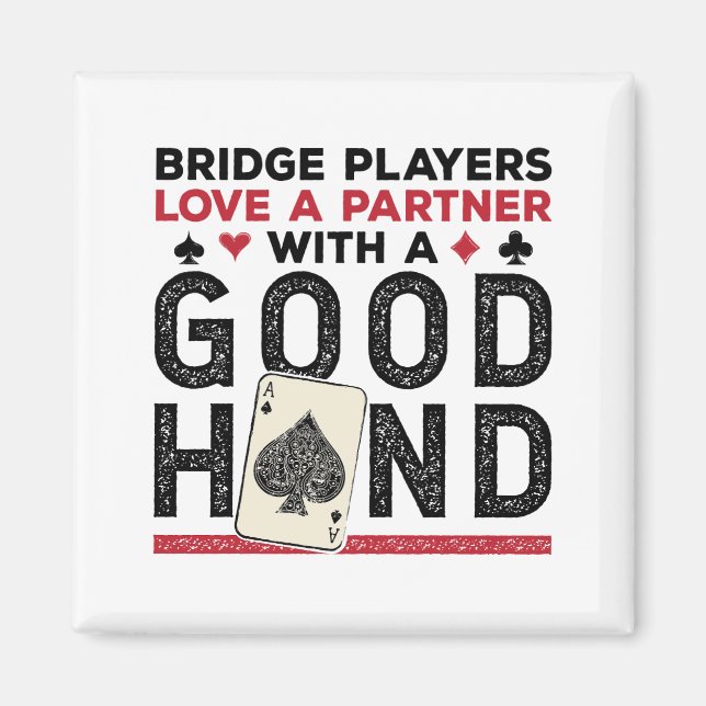 Bra Hand för partner i Bridge Player Magnet (Framsidan)