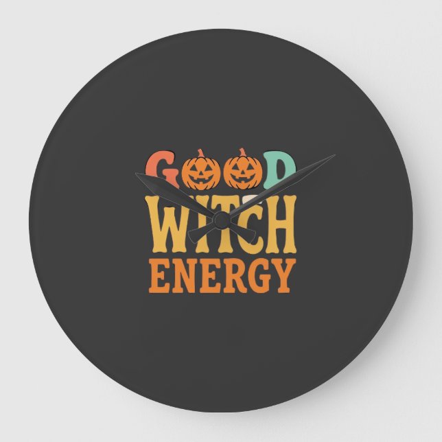 Bra Häxa Energi Halloween Pumpa Design_1 Stor Klocka (Framsida)