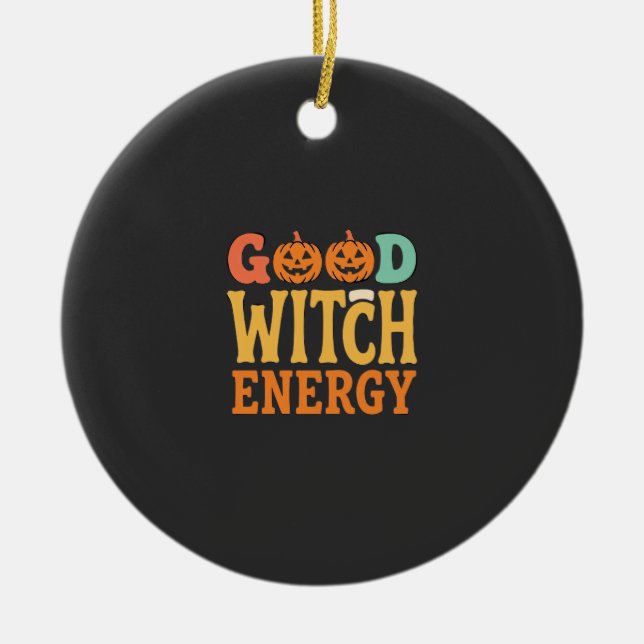 Bra Häxenergi Halloween Pumpa Design_1 Julgransprydnad Keramik (Framsidan)