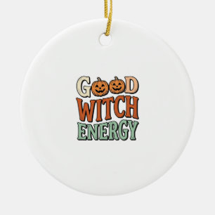 Bra Häxenergi Vintage Halloween Vektor Design_ Julgransprydnad Keramik