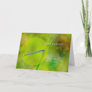 Bra Hej då, Farwell, Damselfly på en grasblad Kort