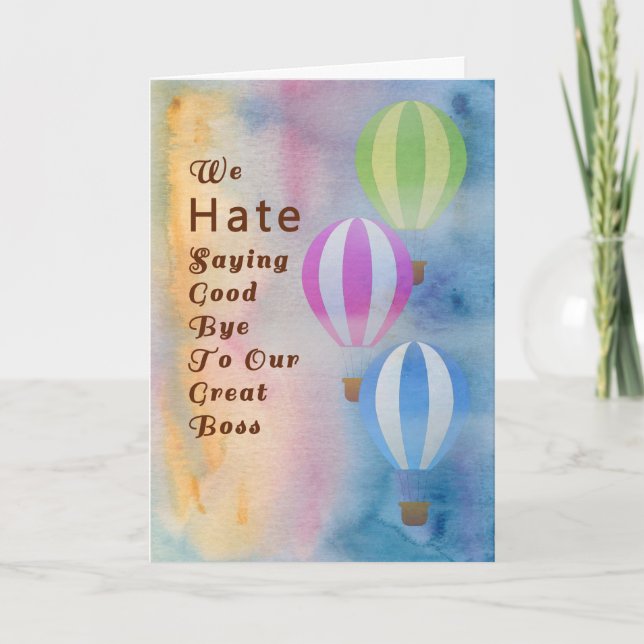 Bra Hej då till Chef Card, Luftballonger med vatte Kort (Framsida)