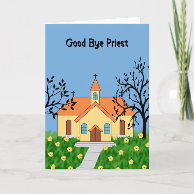 Bra Hejdå Priest med kyrka Kort (Framsida)