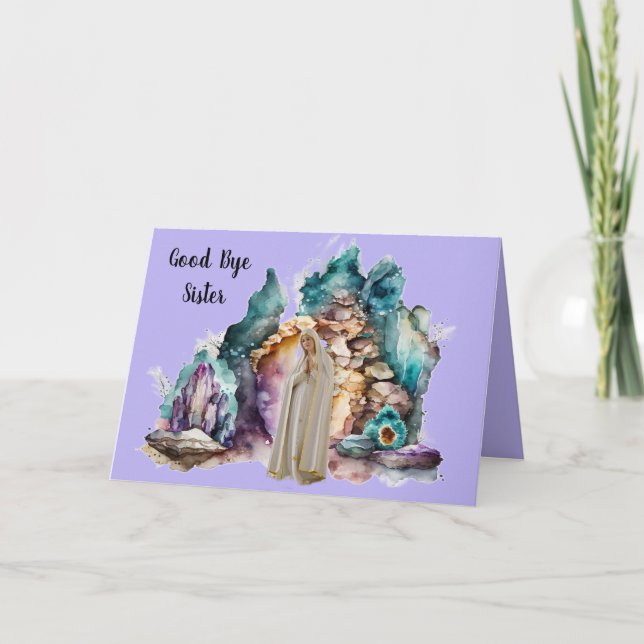 Bra Hi-Religiösa-kort till Syster  Statue i Grotto Tack Kort (Framsida)
