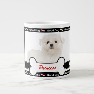Bra Hund Anpassningsbar Photo Tass och Bone Mönste Jumbo Mugg