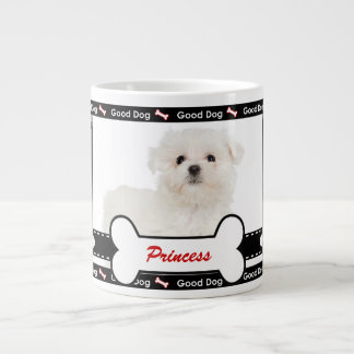 Bra Hund Anpassningsbar Photo Tass och Bone Mönste Jumbo Mugg