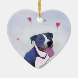 Bra hund för blåttgrop julgransprydnad keramik