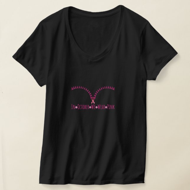 Bra I oktober Bära vi Rosa Ribbon Breast Cancer A T Shirt (Laydown)