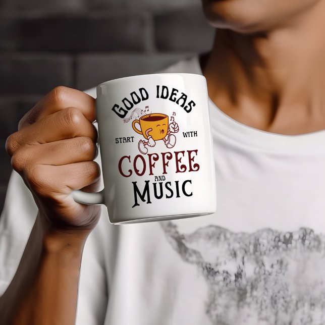 Bra-idéer börjar med Roligten för kaffe- och musik Kaffemugg (Skapare uppladdad)