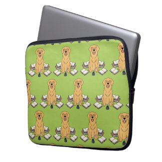 Bra idéer Golden Retriever Tecknad Grön Design Laptop Fodral