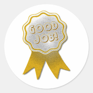 BRA JOB GULD RIBBON STICKERS RUNT KLISTERMÄRKE
