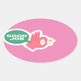 Bra job oval Stickers Ovalt Klistermärke
