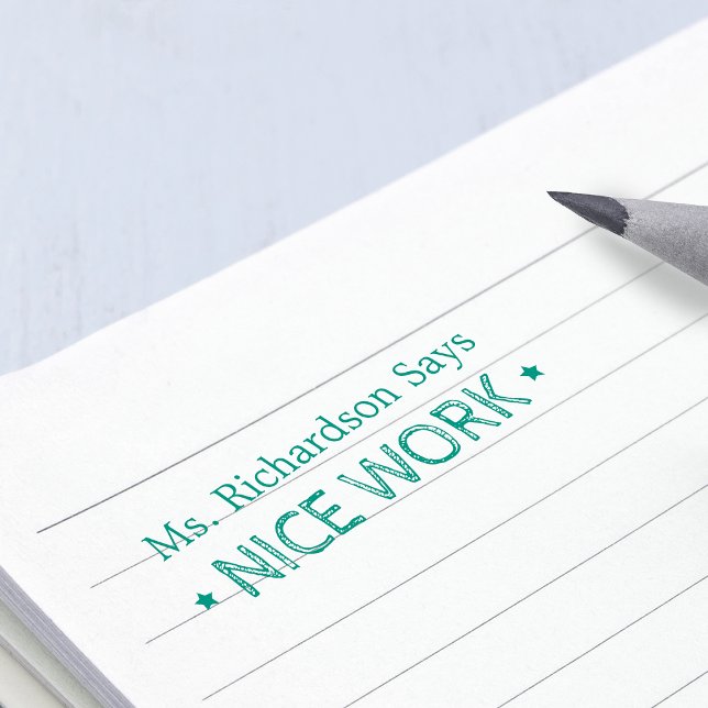 Bra jobbat | Personlig Lärare Självfärgande Stämpel (Nice Work | Personalized Teachers Self-inking Stamp)