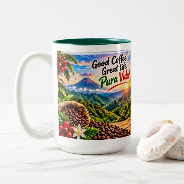 Bra kaffe · Stort liv Två-Tonad Mugg (Med munk)