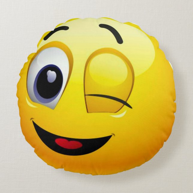 Bra känsliga Emoji Rund Kudde (Framsidan)
