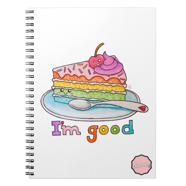 Bra, Kawaii Tecknad Rainbow Cake Anteckningsbok (Framsidan)