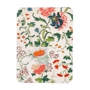 Bra Kinesisk blomdesign för silke i mitten av 1800 Magnet