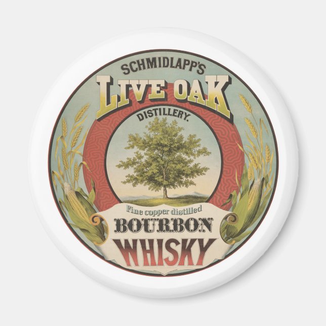 Bra koppar Destilled Bourbon Whisky. Magnet (Framsidan)