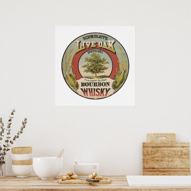 Bra koppar Destilled Bourbon Whisky. Poster (Kök)