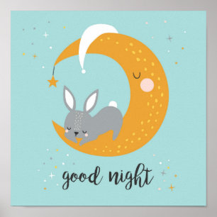 Bra kväll med bunny och måne poster
