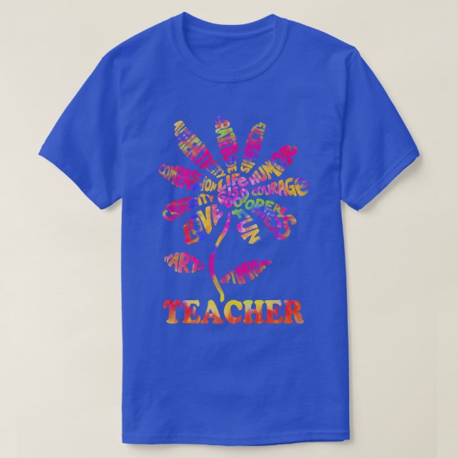 Bra Lacher Daisy Tie Dye Teach School Sol T Shirt (Design framsida)