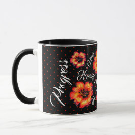 Bra Life Values Scarlet Flowers & Dots on black Mugg