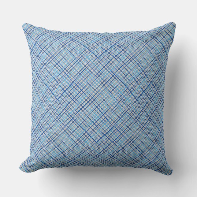 Bra linjer Checkered mönster C08.Blue Offwhite BG Kudde (Framsida)