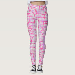 Bra linjer Checkered mönster C09.rosa on offwhite Leggings