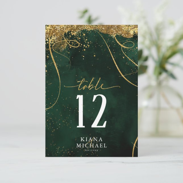 Bra Linjer Guld Abstrakt Bröllop Emerald ID867 Inbjudningar (Stående Fram)