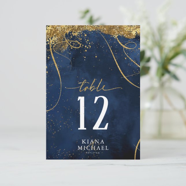 Bra Linjer Guld Abstrakt Bröllop marin ID867 Inbjudningar (Stående Fram)