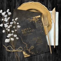 Bra Linjer Guld Abstrakt Bröllop V1 Black ID867