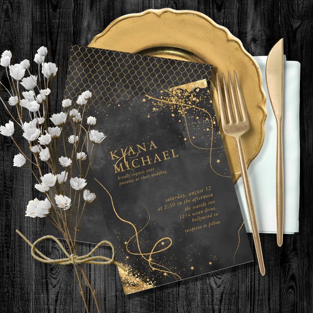 Bra Linjer Guld Abstrakt Bröllop V1 Black ID867 (Skapare uppladdad)