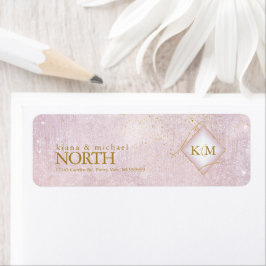 Bra Linjer Guld Abstrakt Bröllop V1 Mauve ID867 Returadress Etikett
