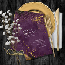 Bra Linjer Guld Abstrakt Bröllop V1 Plum ID867